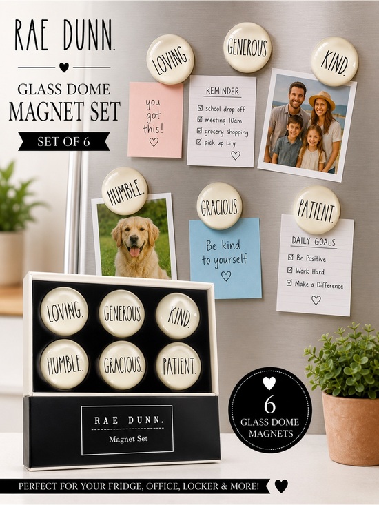 Rae Dunn Other - Rae Dunn Clear and Black Glass Dome Magnet Set - NIB